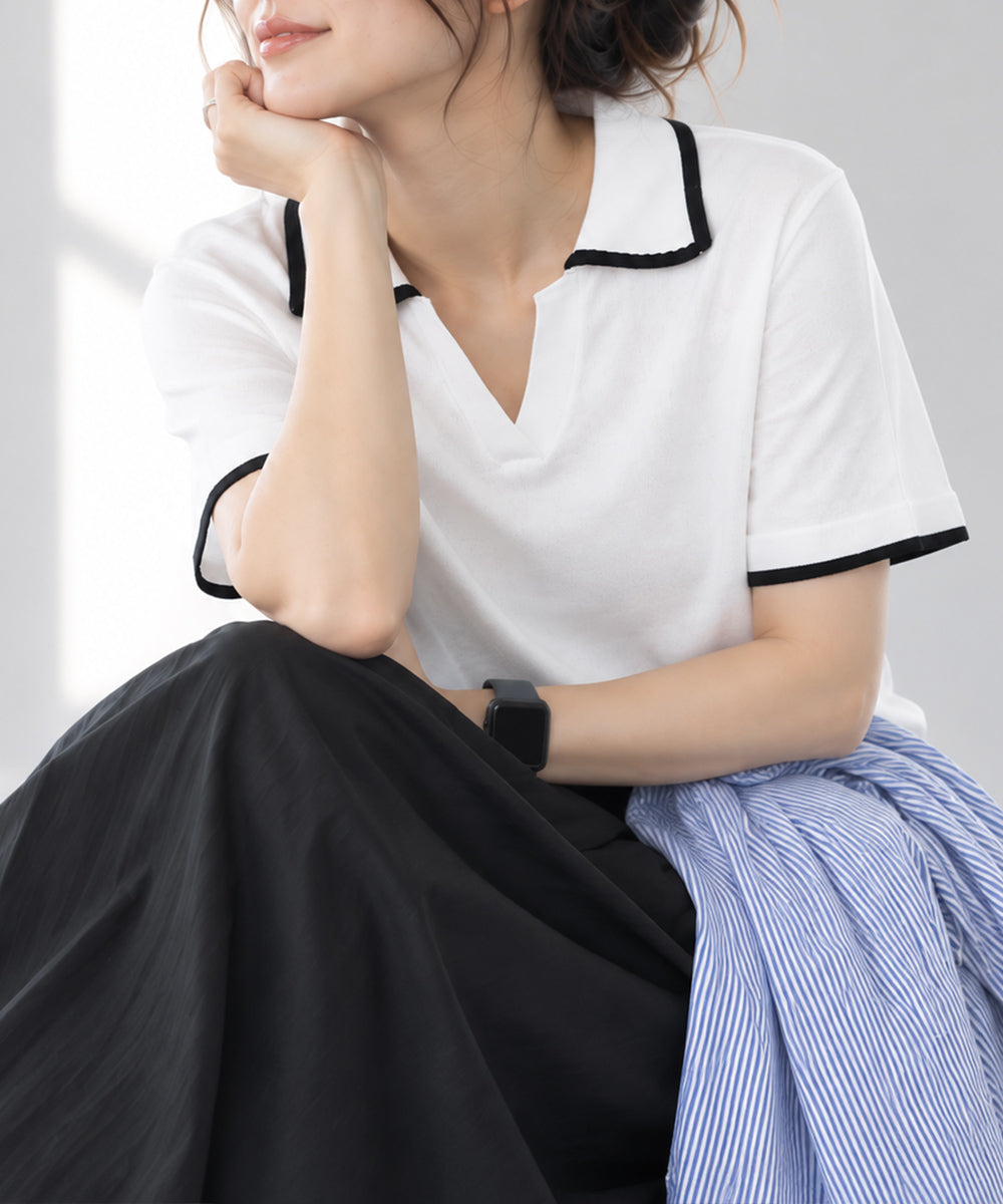 半袖 ポロシャツ レディース ニット夏服 詳細画像5