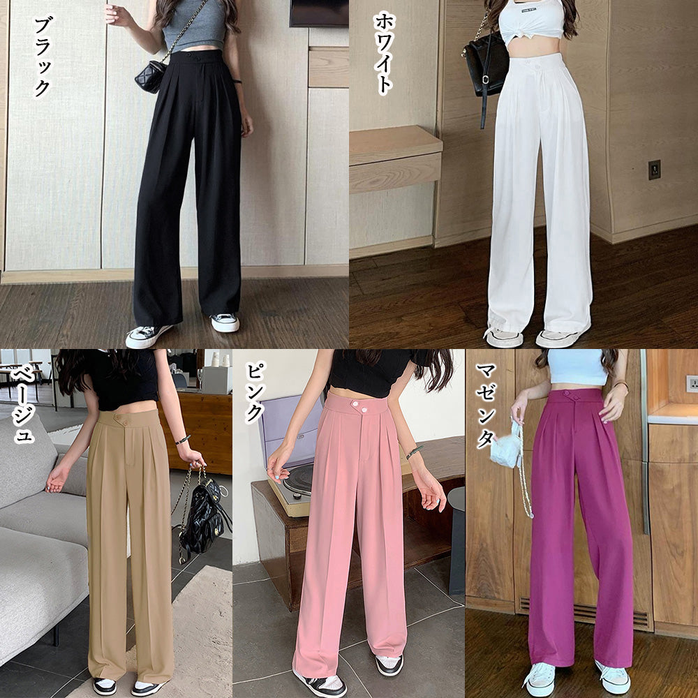 ドレープストレートパンツ レディース美脚 詳細画像2
