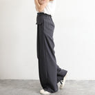 ワイドパンツ ハイウエストスラックス脚長