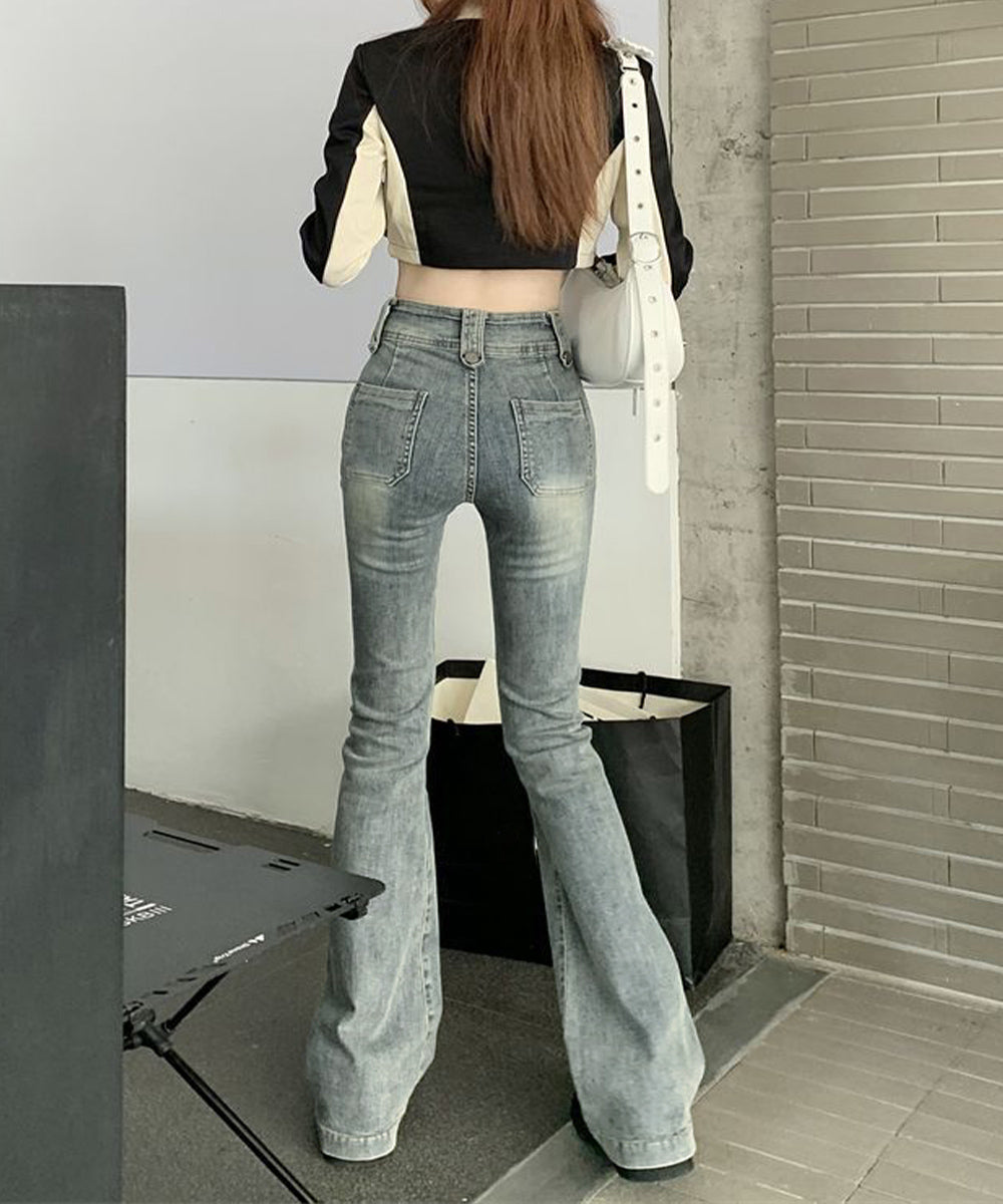 セミフレアデニムパンツ ヴィンテージ風