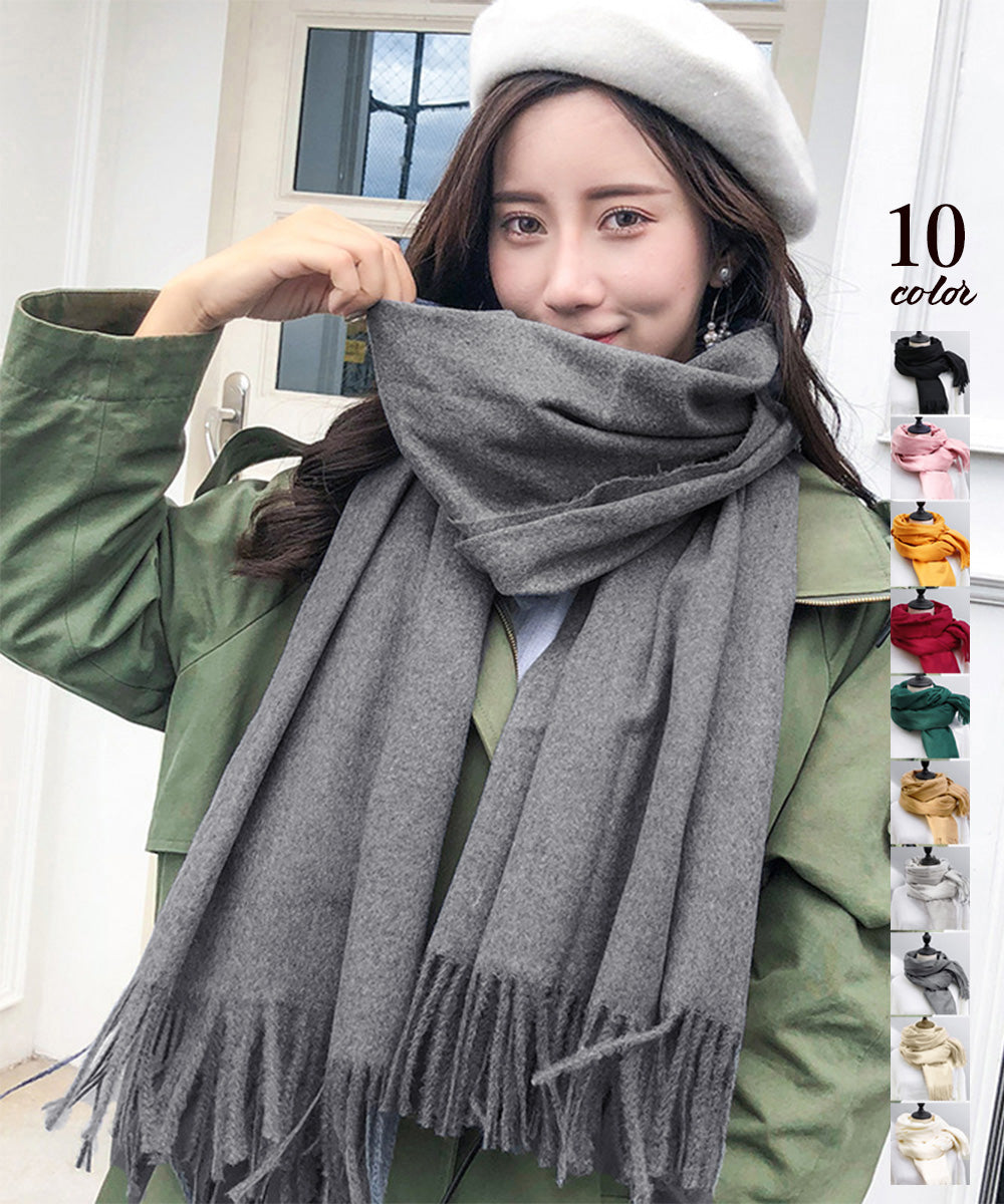 韓国マフラー カシミヤタッチ大判ストール 詳細画像1