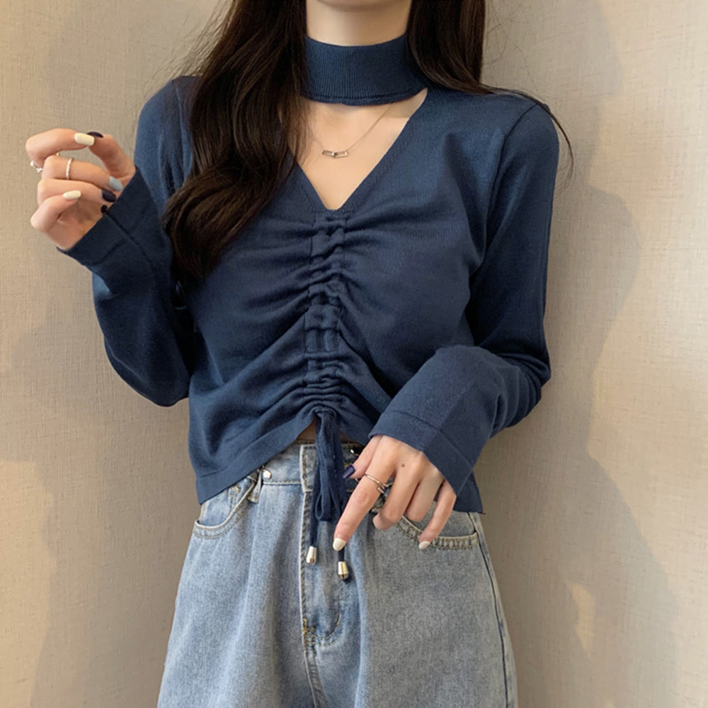 ショート ニットトップス ホルターネック 詳細画像11