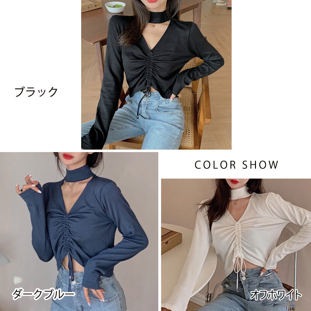 ショート ニットトップス ホルターネック 詳細画像2