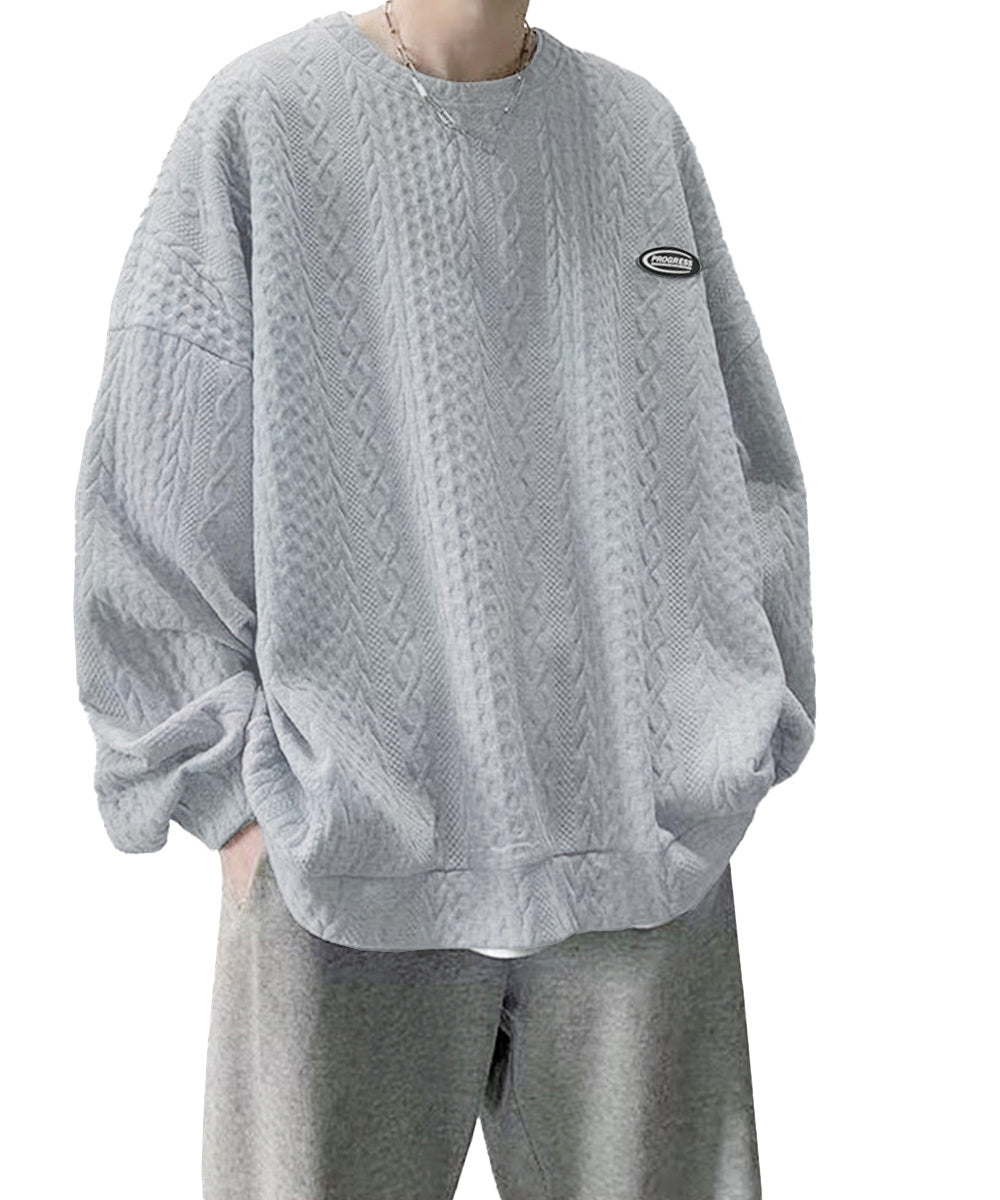 トレーナー 秋服 長袖 丸襟プルオーバー グレー