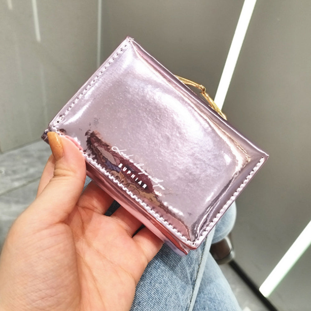 がま口三つ折り財布 ミニウォレット 韓国 ラベンダー