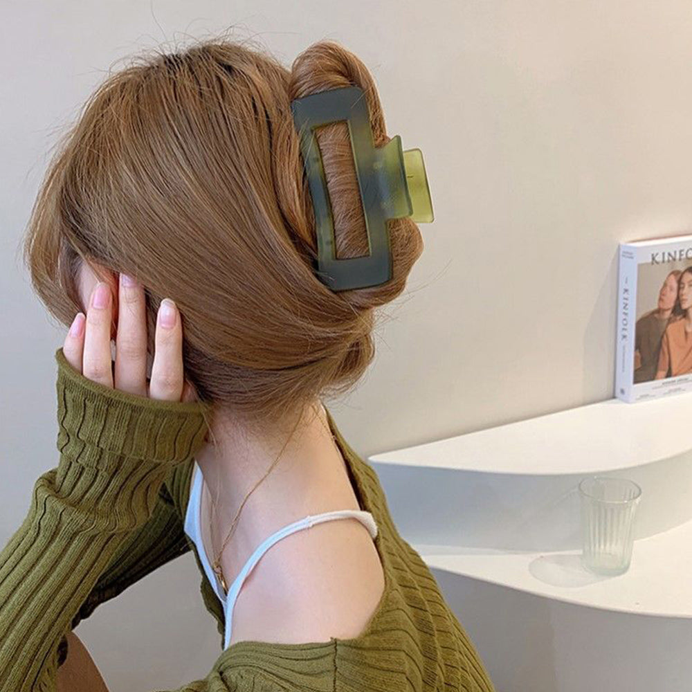 ヘアクリップ大きめアクリルバンスクリップ スクエア型