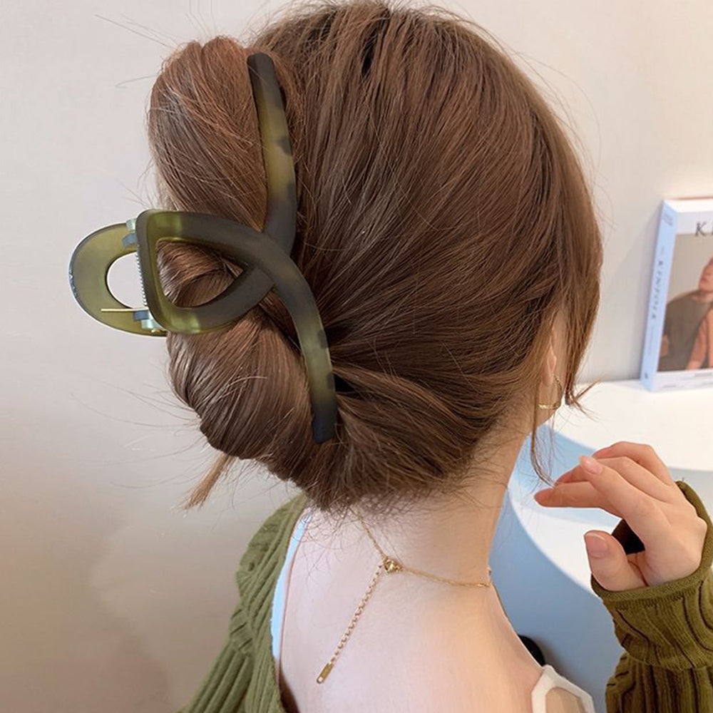 ヘアクリップ大きめアクリルバンスクリップ クロス型