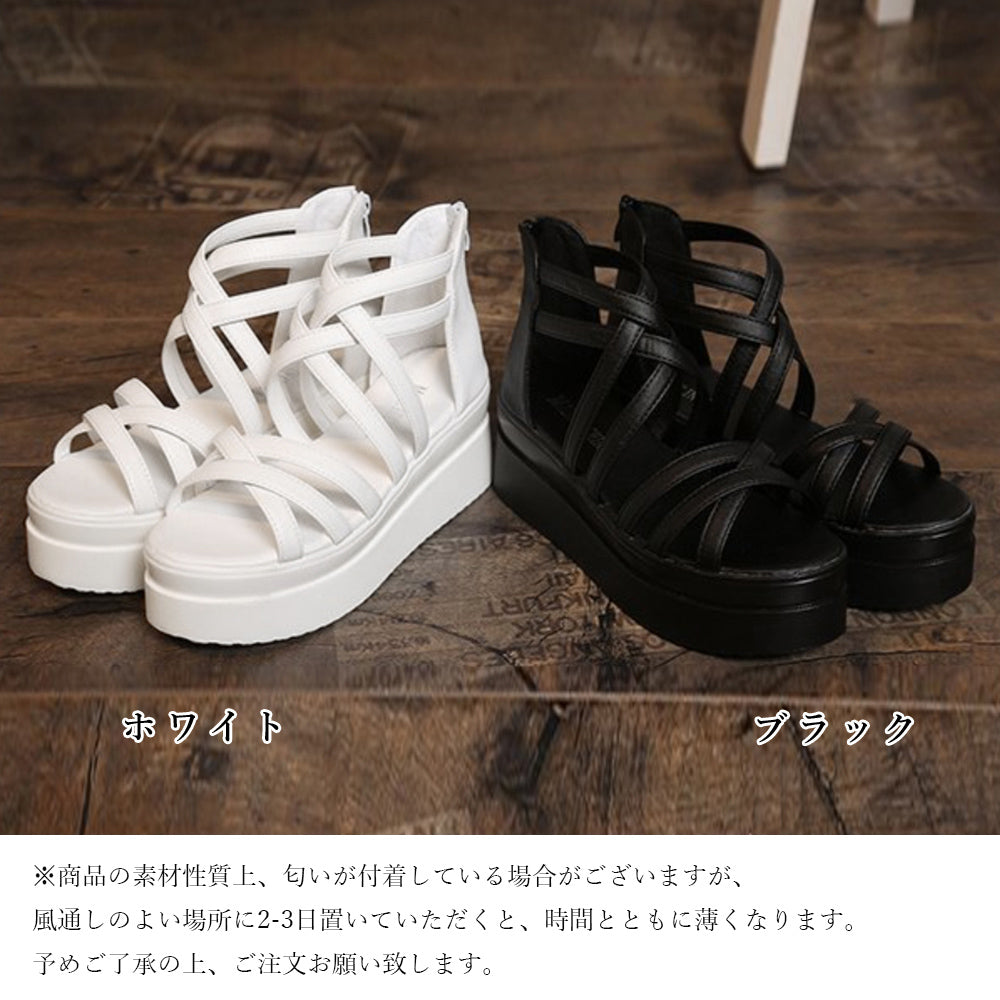 厚底サンダル クロスストラップサンダル夏