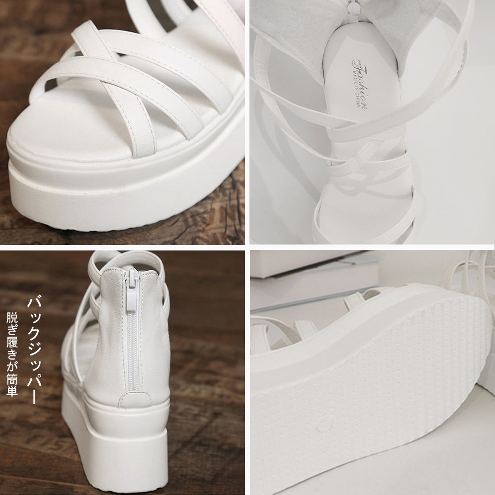 厚底サンダル クロスストラップサンダル夏