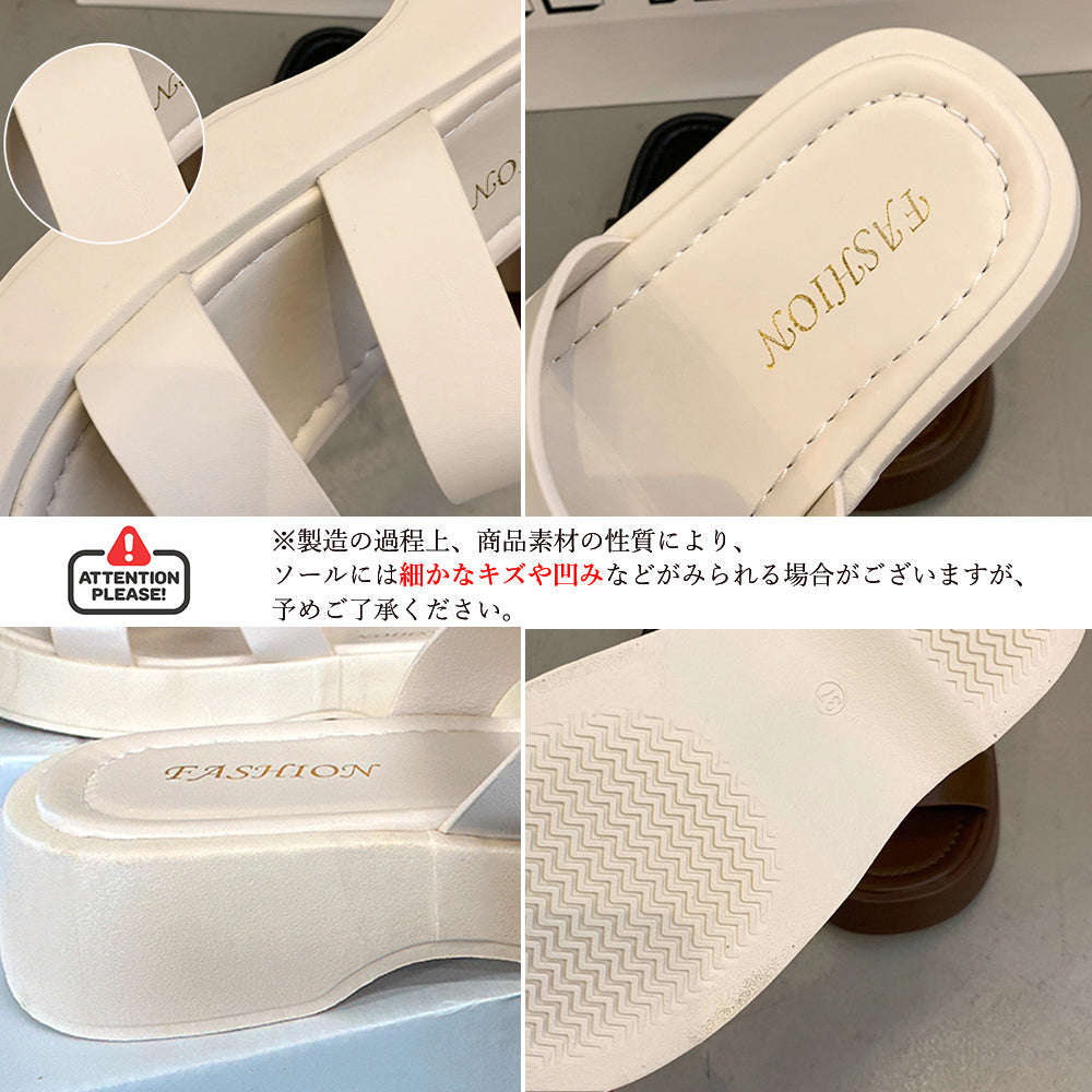 厚底サンダル ベルトフラットサンダル美脚 詳細画像4