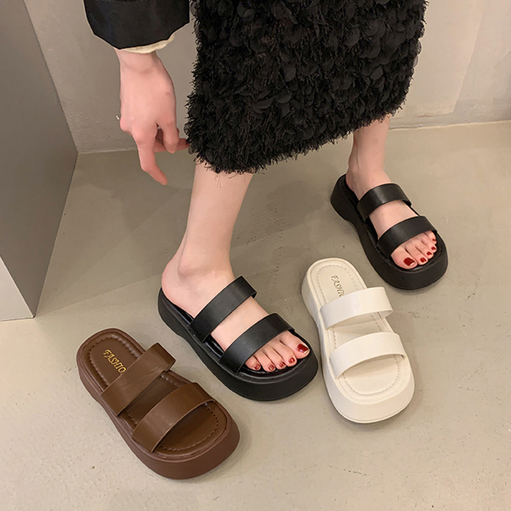 厚底サンダル ベルトフラットサンダル美脚 詳細画像5