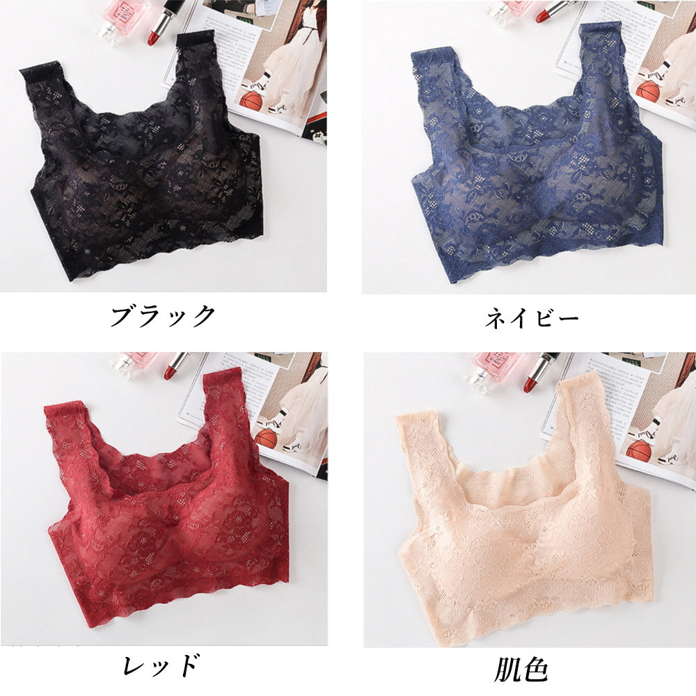 ノンワイヤー 総レース ブラジャー 詳細画像2