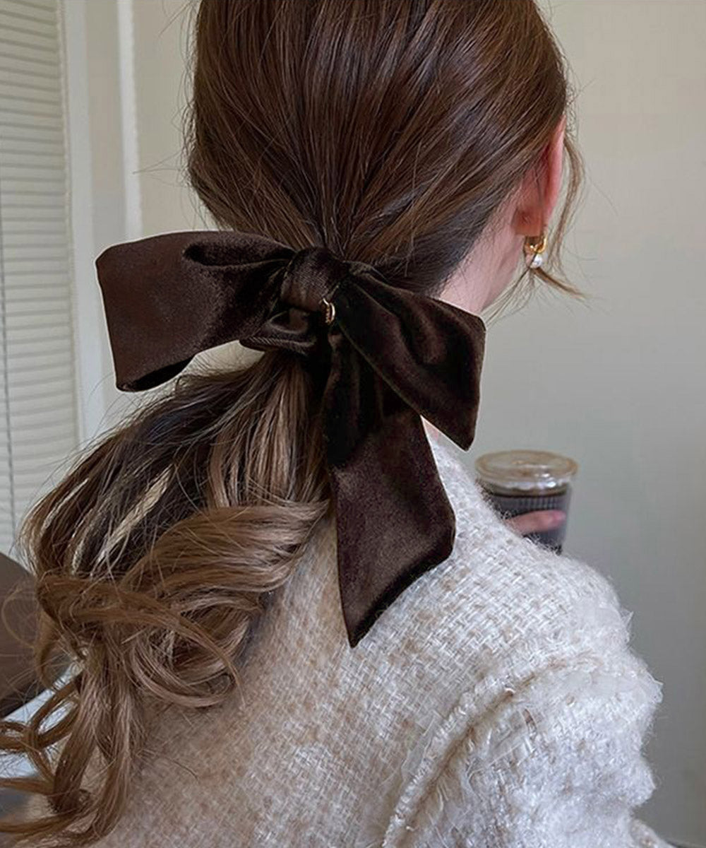 リボン付きシュシュ ヘアゴム 韓国風 レディース ヘアバンド ヘアアレンジ 無地 髪留め 髪飾り オルチャン おしゃれ 大人 可愛い オフィスカジュアル 雑貨 617XW-010