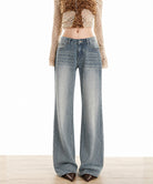 レトロジーンズ ワイドデニムパンツ韓国風