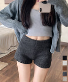 ショートニットパンツ 暖かい短パン 春秋