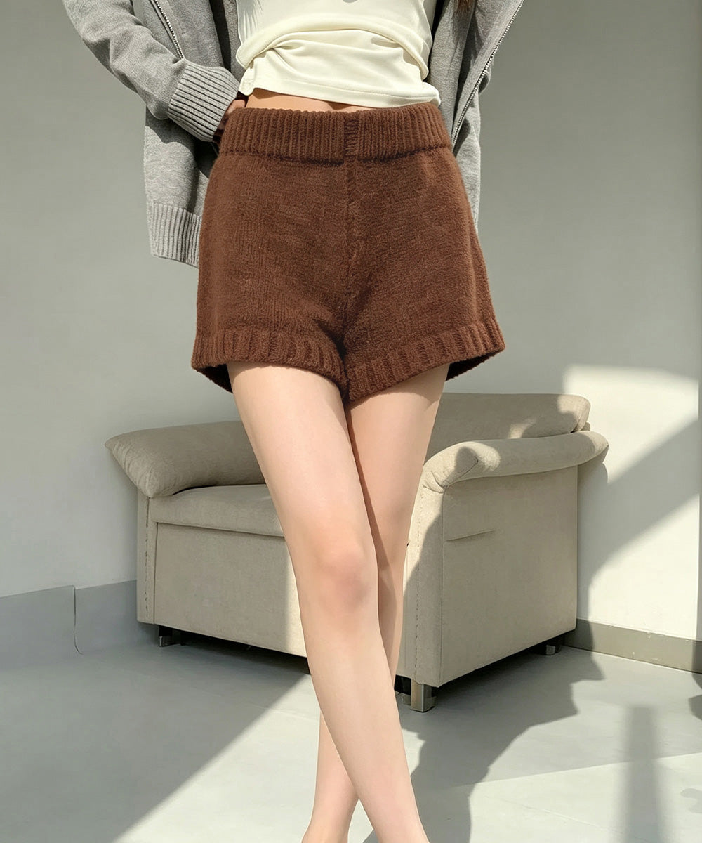 ショートニットパンツ 暖かい短パン 春秋