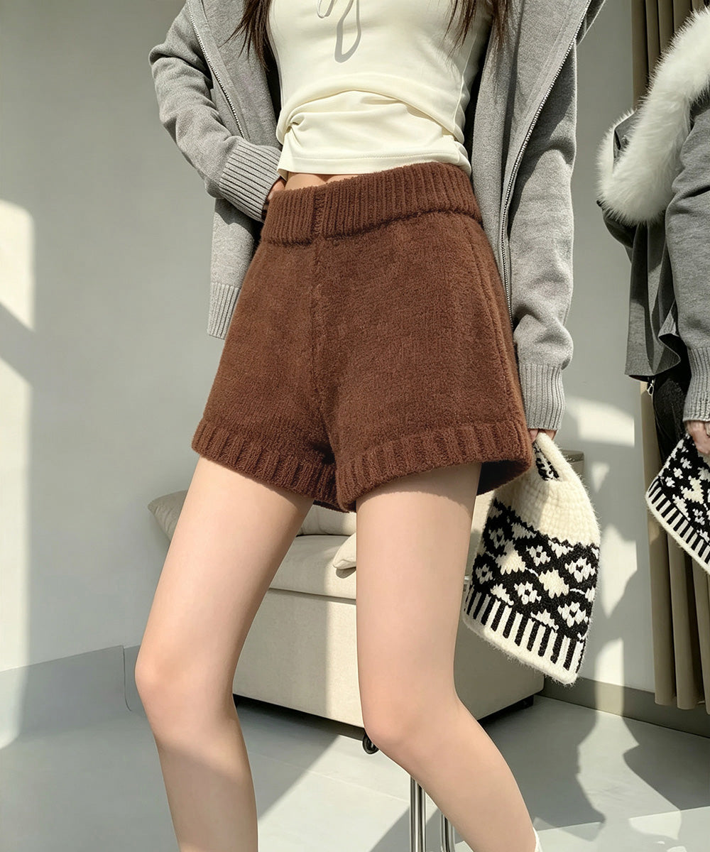 ショートニットパンツ 暖かい短パン 春秋