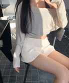 ショートニットパンツ 暖かい短パン 春秋