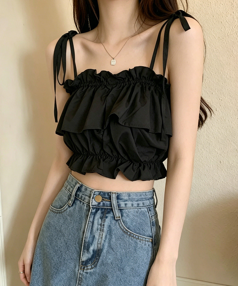 フリル キャミソール ペプラムキャミ夏服 詳細画像4