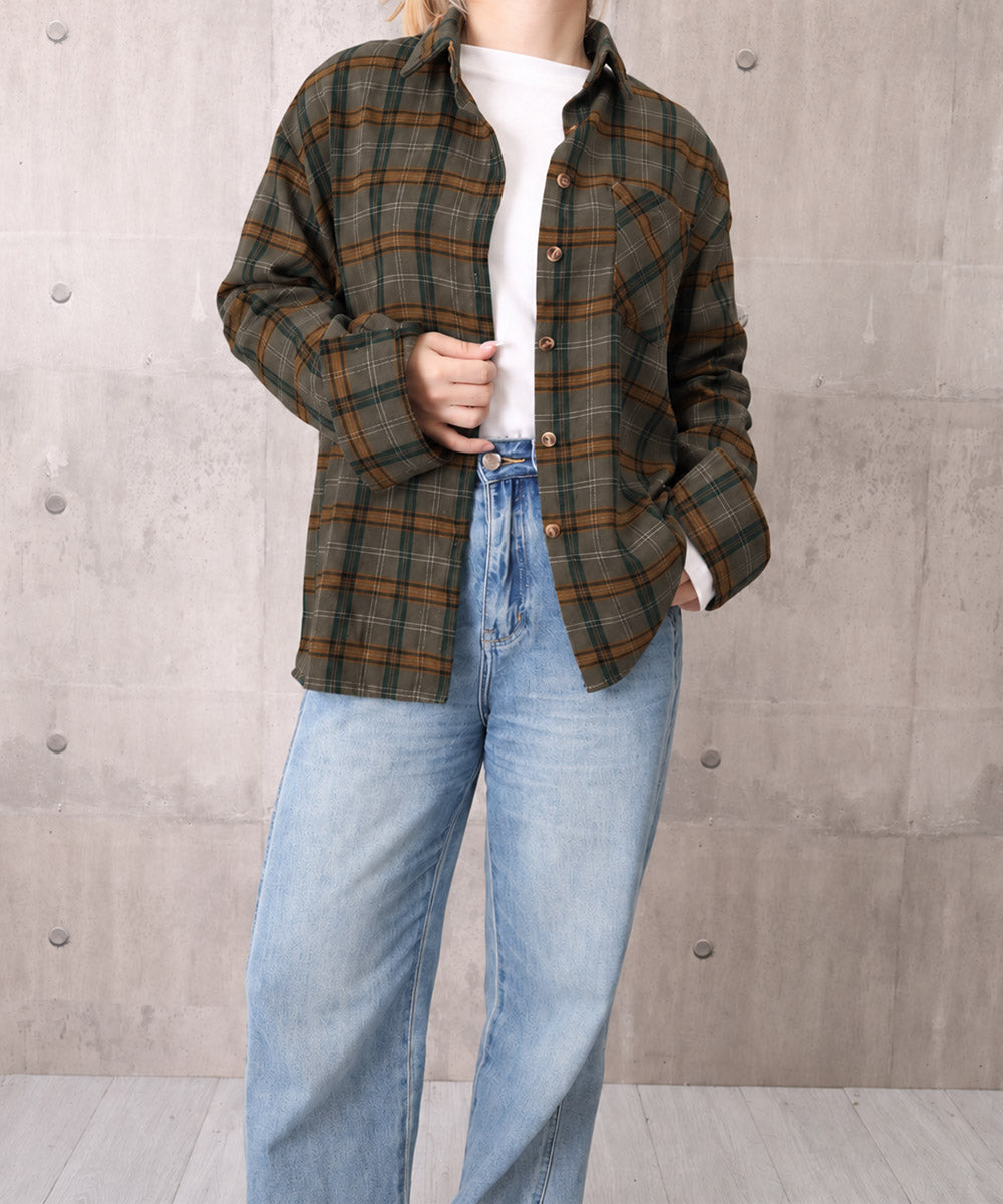クラシカル格子柄 ゆるシルエットブラウス