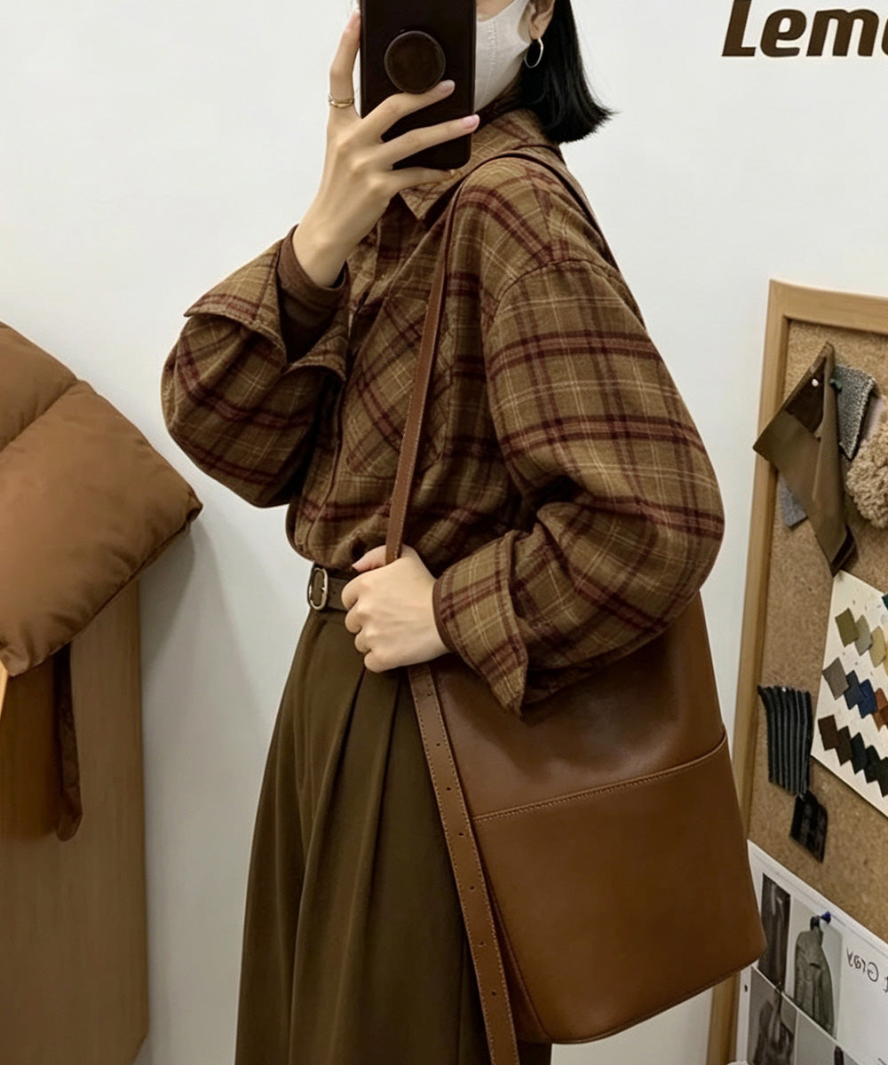 クラシカル格子柄 ゆるシルエットブラウス