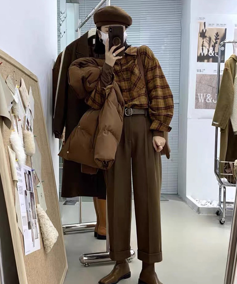 クラシカル格子柄 ゆるシルエットブラウス