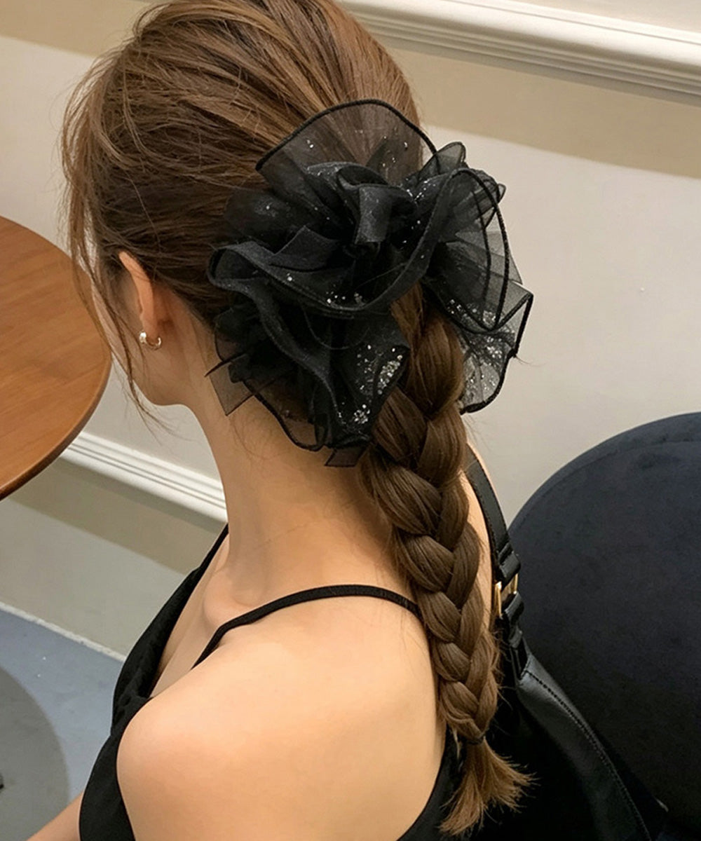 リボンシュシュ 透け感ヘアゴムレディース 詳細画像1