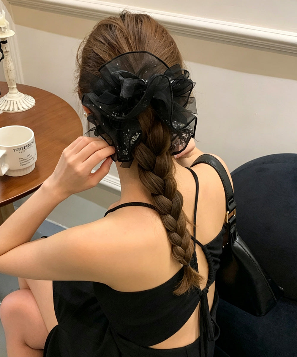 リボンシュシュ 透け感ヘアゴムレディース 詳細画像2