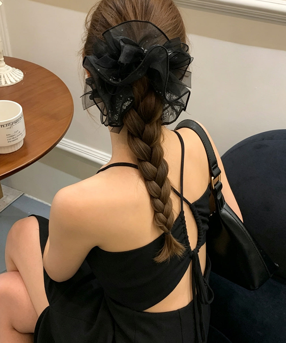 リボンシュシュ 透け感ヘアゴムレディース 詳細画像4