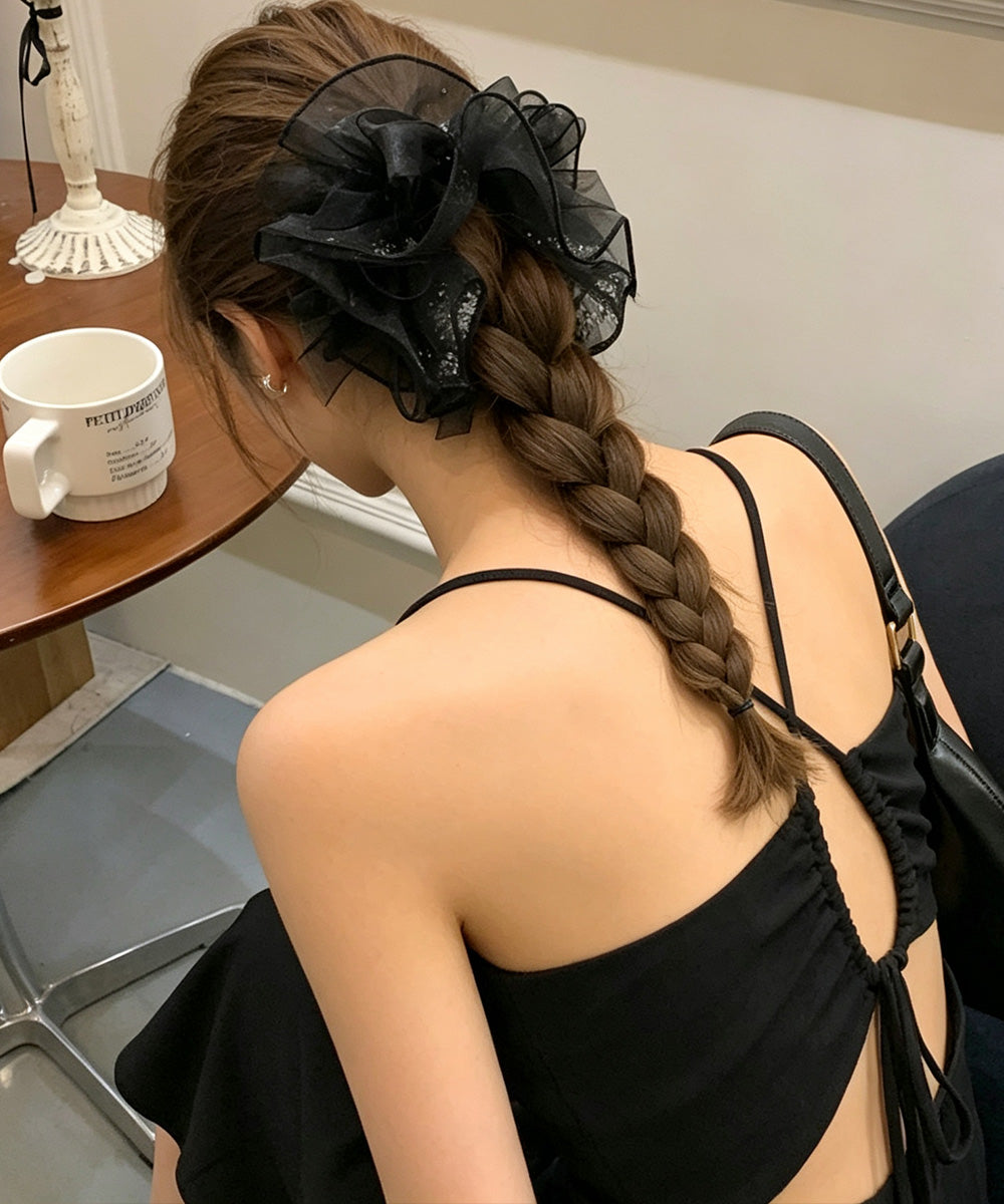 リボンシュシュ 透け感ヘアゴムレディース 詳細画像5