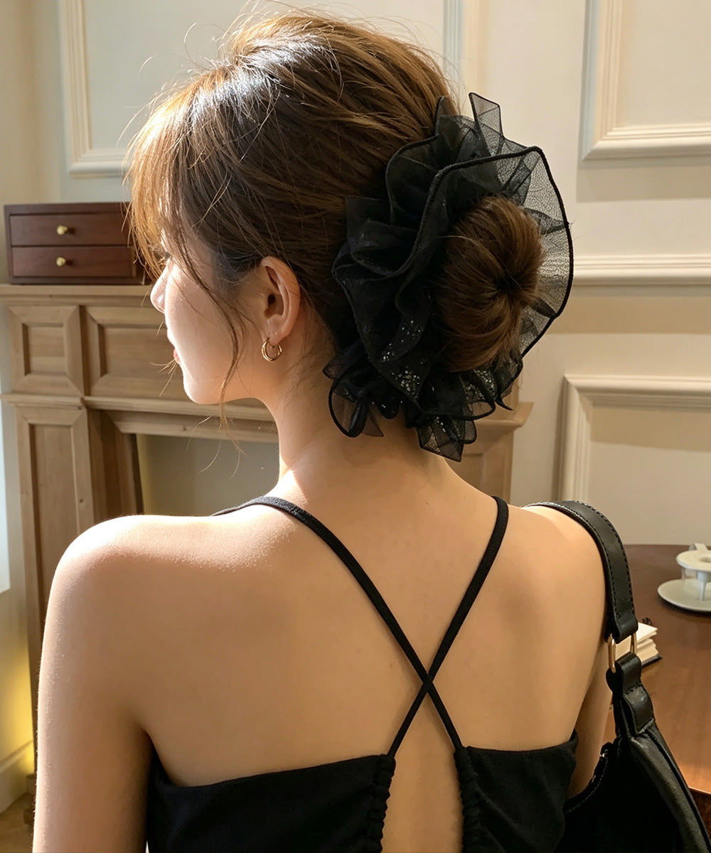 リボンシュシュ 透け感ヘアゴムレディース 詳細画像9