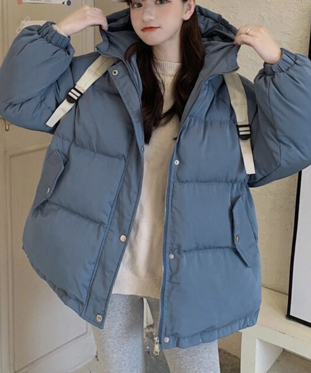 エコダウンジャケット フード付き韓国冬服 ブルー