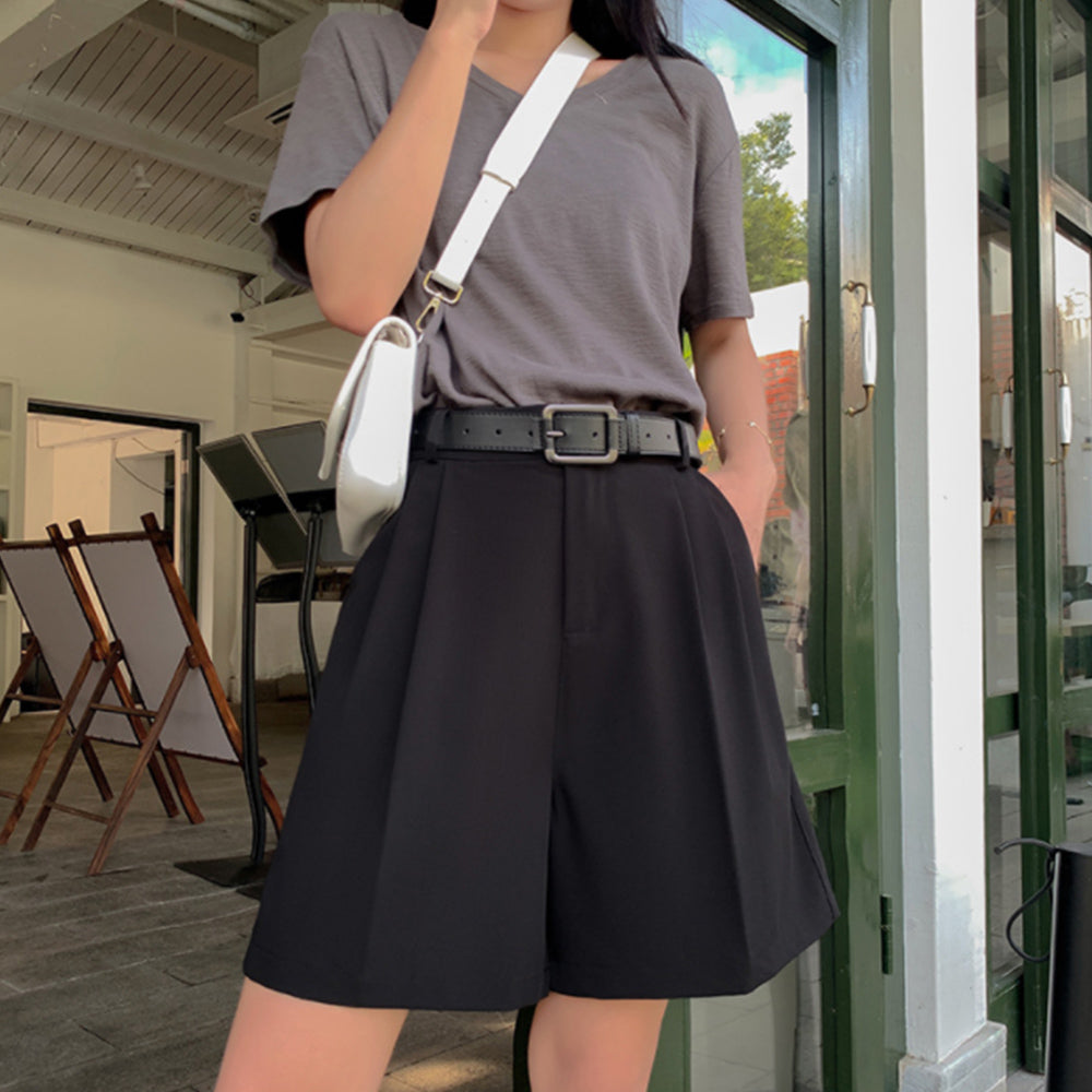 スラックス ワイドパンツ ストレート ブラック