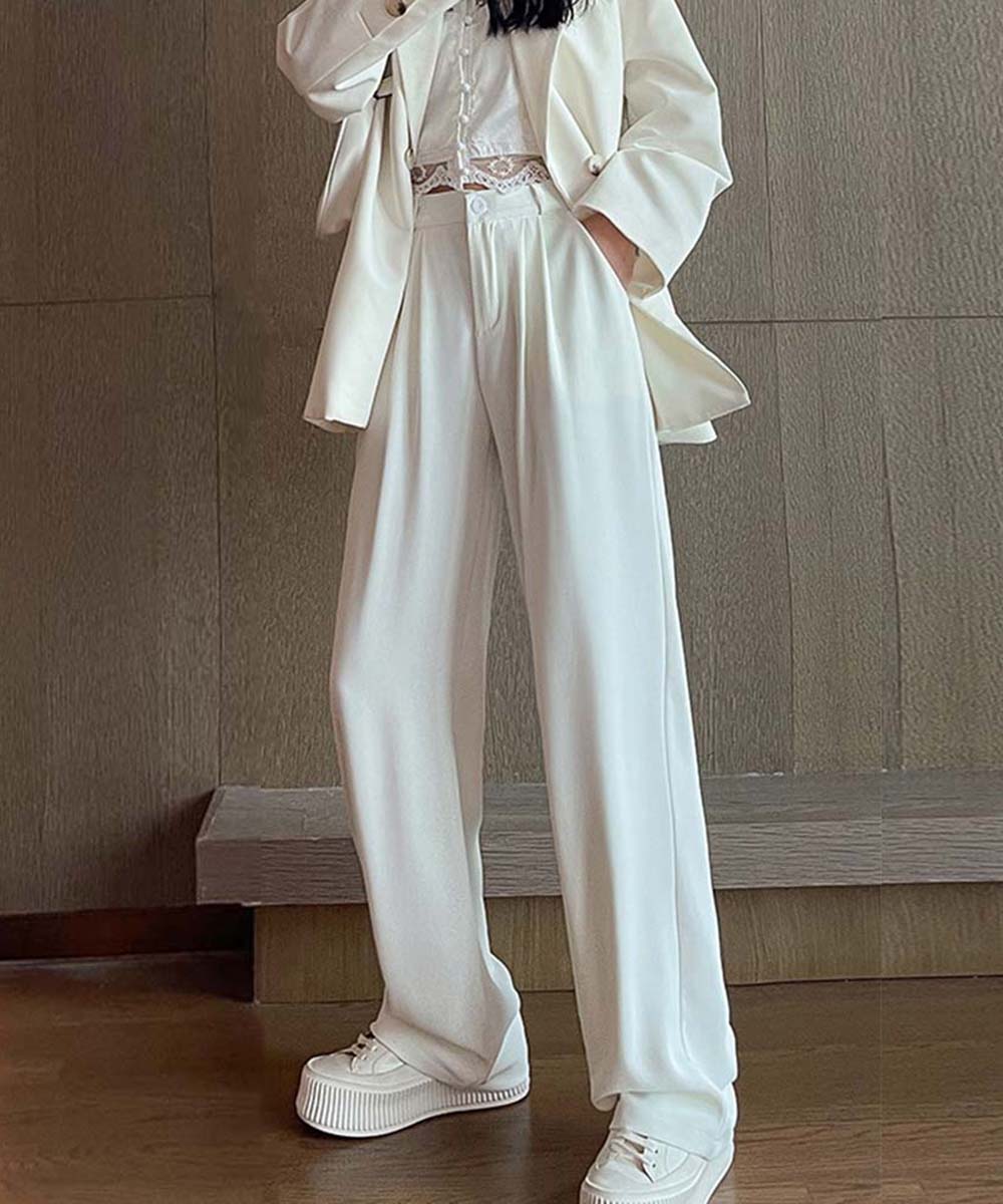 ワイドパンツ タック入り レディース ハイウエスト ストレートパンツ おしゃれ 美脚 セミワイドパンツ 脚長パンツ 春秋夏 カジュアル ロングパンツ 着やせ 6FEIZHE-005