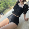 オフショルダー ビキニ水着2点セット夏海 ブラック