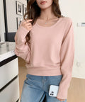 ドルマンスリーブTシャツ 長袖カットソー ゆったりトップス無地 レディースシンプルプルオーバー 大人カジュアル 韓国風デイリー リラックス春秋冬服体型カバー着やせ 6MOUHE-002