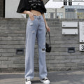 デニムパンツ ストレートパンツ 韓国風 サックス