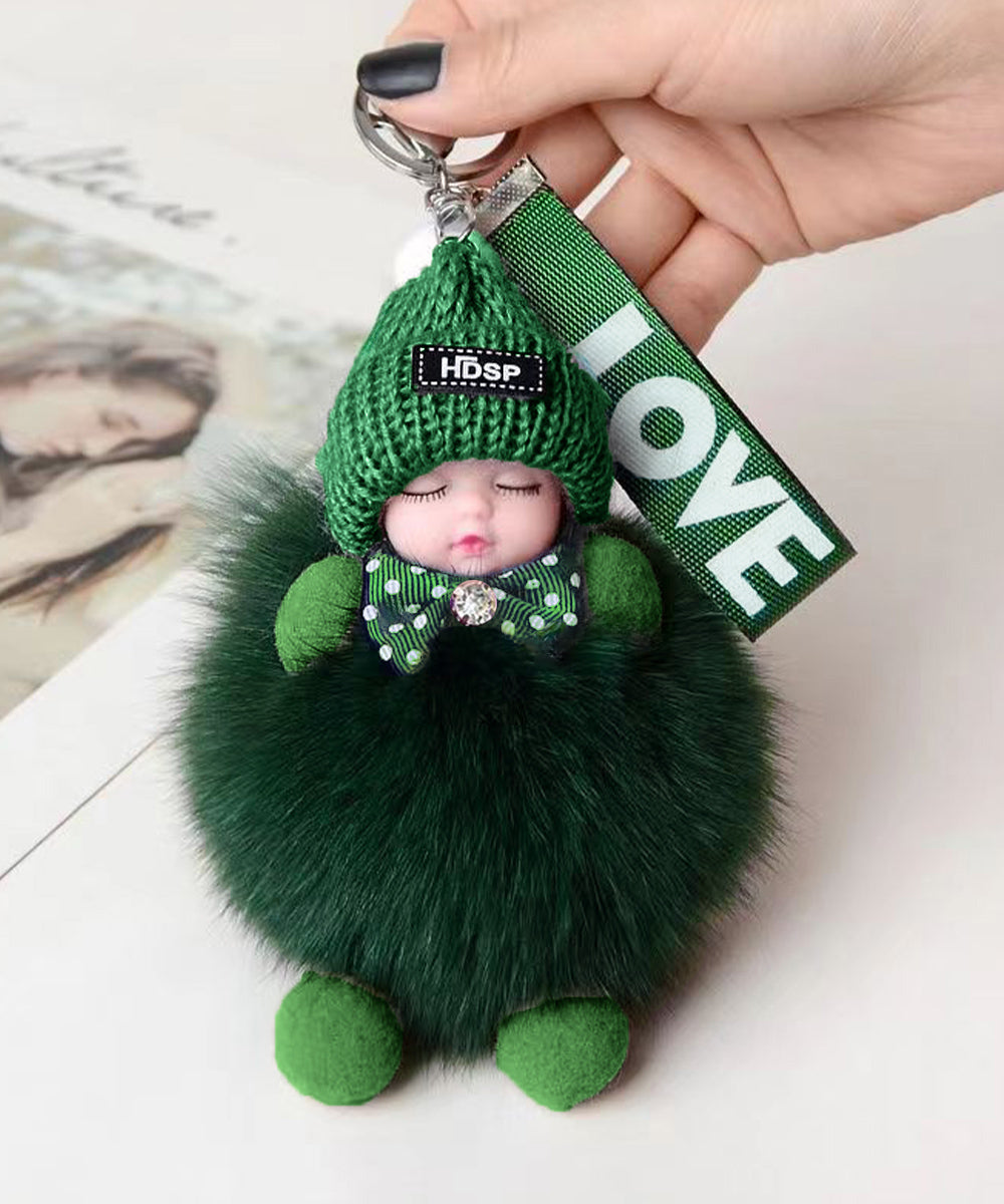 バッグチャーム可愛い赤ちゃんキーホルダー 韓国風 ふわふわドールチャーム ぬいぐるみチャーム もこもこ おやすみ赤ちゃん飾りバッグアクセサリー ファーチャーム人気 6YANNI-002