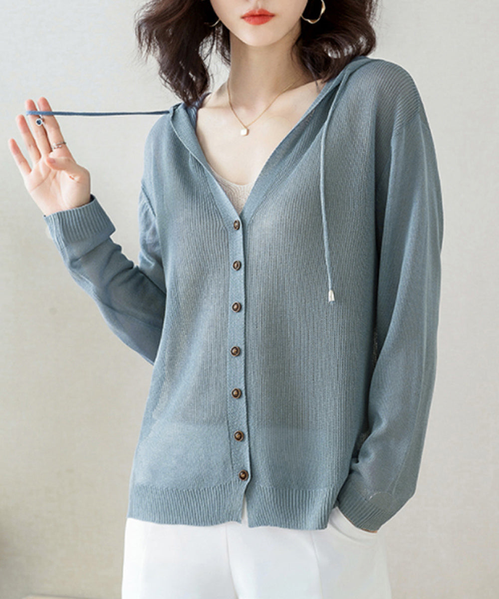 ニットパーカー 長袖 サマーカーディガン フード付き ニットカーディガン レディース 夏服 無地 ニットトップス 紫外線対策 薄手 透け感 羽織 大人 韓国 6ZIAN-001