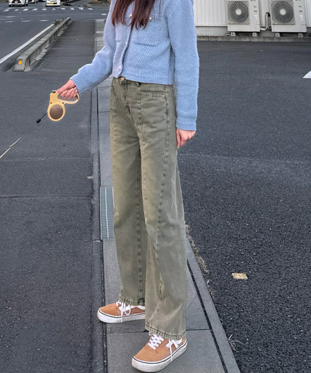 ヴィンテージ風ワイドデニムパンツ美脚 詳細画像6