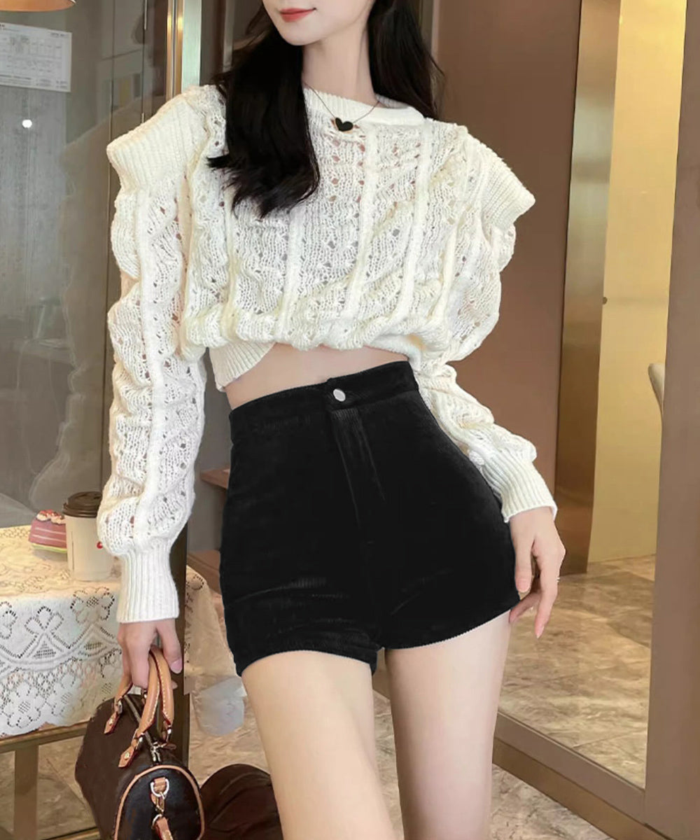 コーデュロイショートパンツ秋冬短パン脚長 詳細画像4