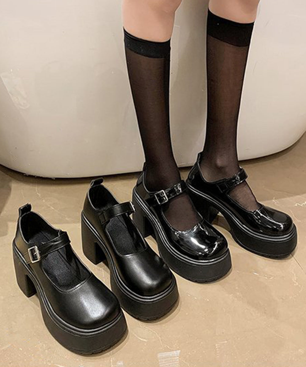 厚底ローファー 韓国風ストラップパンプス