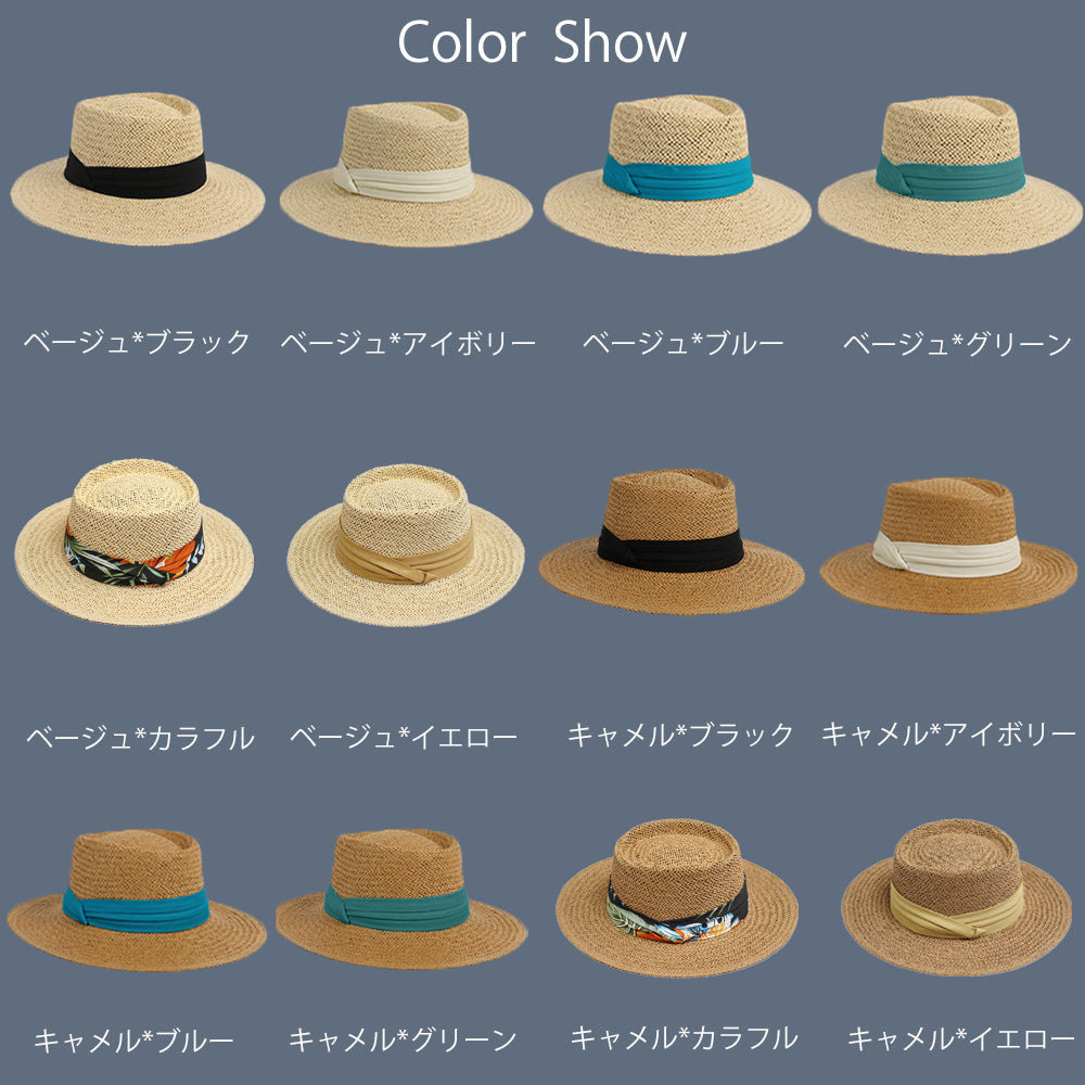 カンカン帽子紫外線対策ストローハット大人 詳細画像2