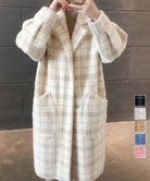 チェック柄シャギーロングチェスターコート