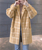 チェック柄シャギーロングチェスターコート