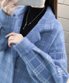 チェック柄シャギーロングチェスターコート
