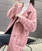 チェック柄シャギーロングチェスターコート