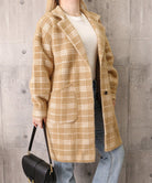 チェック柄シャギーロングチェスターコート