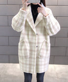 チェック柄シャギーロングチェスターコート