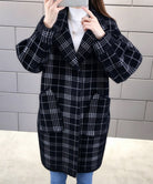 チェック柄シャギーロングチェスターコート